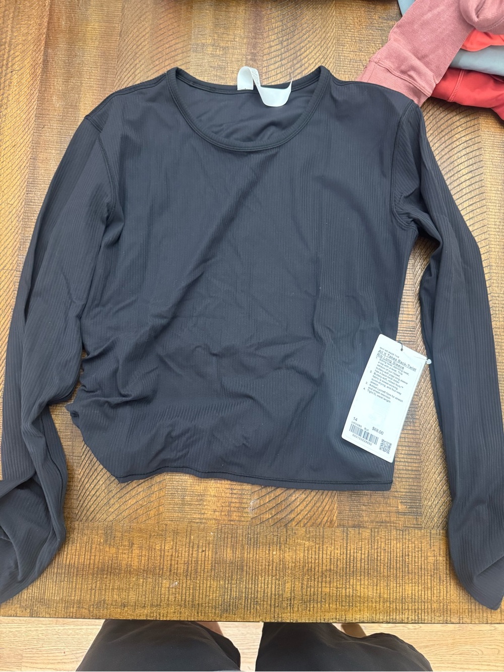 Women's Black Ribbed Long-Sleeve Crewneck Top Lululemon